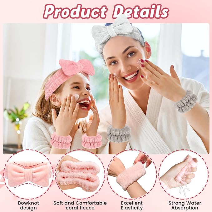 Photo 1 of  Headbands and Wristband Set for Face Washing Microfiber Women's Hairbands Wrist Towels Set f