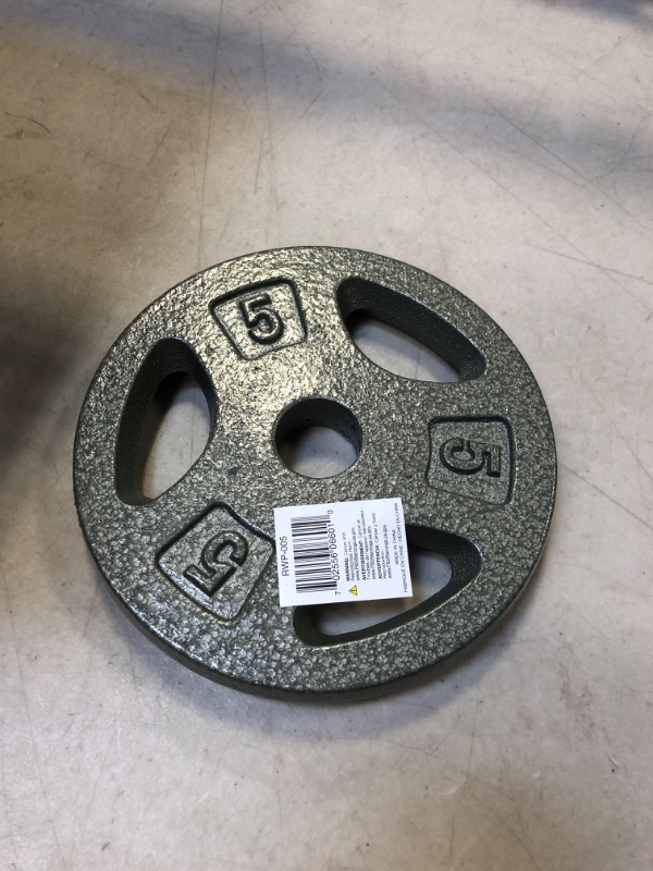 Photo 2 of CAP Barbell Standard 1-Inch Grip Weight Plate | 1.25-50 lb Sizes 5 Pound Grey