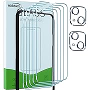 Photo 1 of [5+2 ]KISSWILL 5 Pack Screen Protector with 2 Lens Protector for iPhone 14, Double Shatterproof Tempered Glass [Easy Installation Frame] [9H Hardness] [99.99% HD