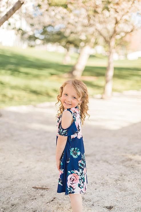 Photo 1 of 2Y IFFEI Mommy and Me Dress Short Sleeve Floral Printed Summer Dress 