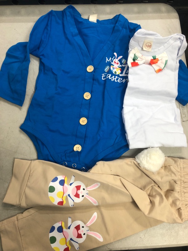 Photo 2 of XIFAMNIY Baby Boys My 1st first Valentine/St.Patrick/Easter Day Outfit Gentleman Suit 3Pcs Pants and Top Sets Newborn (Easter-dark blue, 3-6 Months)