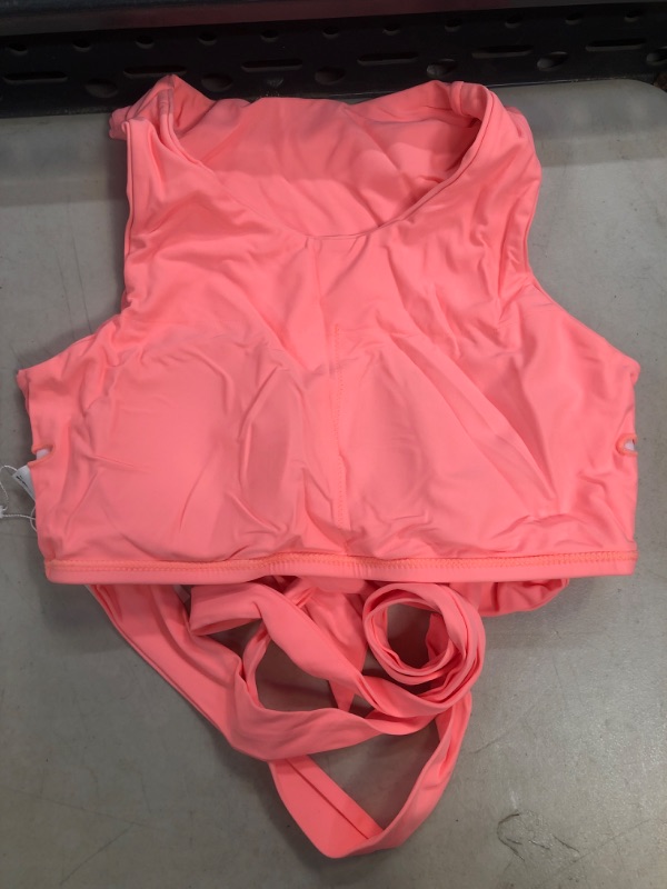 Photo 1 of Size M--Top only Halosisy Women's Criss Cross Self Tie Waist High Neck Bathing Suit Top Wrap Supportive Tank Bikini Swimsuit Tops Only