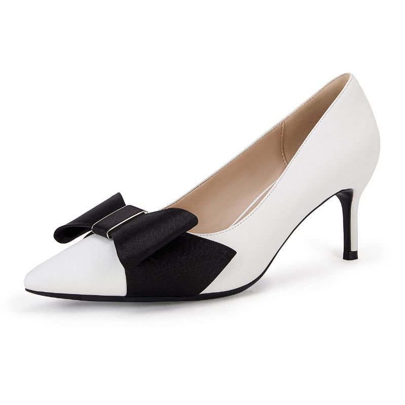 Photo 1 of Coutgo Womens Closed Pointed Toe Pumps Stiletto Bowknot High Heels Slip On Wedding Party Dress Shoes 9.5 White
