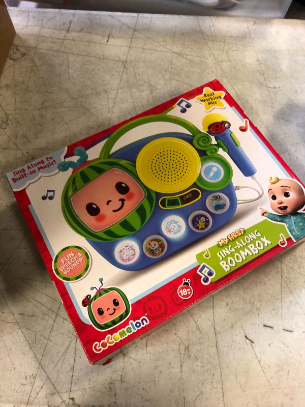 Photo 2 of eKids Auxiliary Cocomelon Toy Singalong Boombox with Microphone for Toddlers, Built-in Music and Flashing Lights, Fans of Cocomelon Gifts