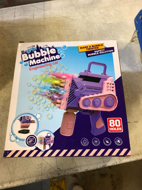 Photo 2 of Bubble Gun with Light Bubble Solution Automatic 69 Holes Bubble Machine Gun Bubbles Maker Blaster Blower Toys for Kids Outdoor Indoor Birthday Wedding Party Pink