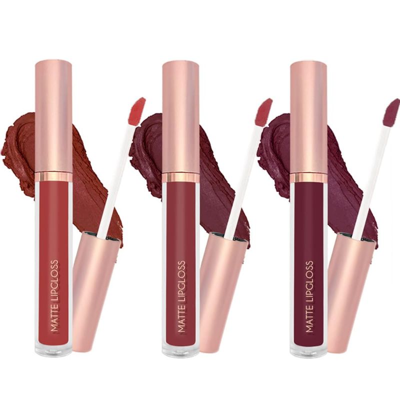 Photo 1 of ETEDES 3 PCS Matte Liquid Lipstick Set, Long-Lasting Wear Non-Stick Cup Not Fade Matte Liquid Waterproof Lip Gloss 23090401 (D)
