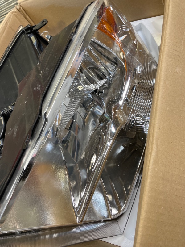 Photo 2 of DWVO Headlight Assembly Compatible with 2009-2018 Dodge Ram 1500 / 10-18 2500 3500 Dodge Ram / 19-22 Ram 1500 Classic Pickup Headlamp Replacement Chrome Housing Amber Reflector (Quad Models Only)