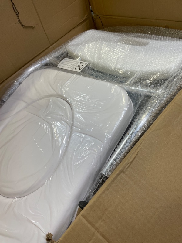Photo 1 of Homguava Bedside Commode Chair, 4 in 1 Shower Commode Wheelchair Rolling Transport Chair Toilet with Arms for Seniors and Disabled Weight Capacity 350lbs (White)