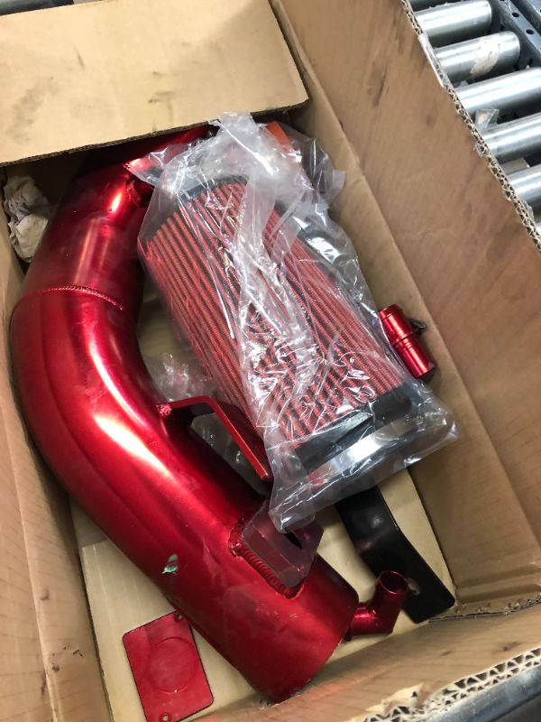 Photo 2 of 4-Inch Tube Cold Air Intake Kit Compatible for Ford F-250 F-350 F-450 F-550 Powerstroke Diesel 6.0L 2003-2007 (Red)