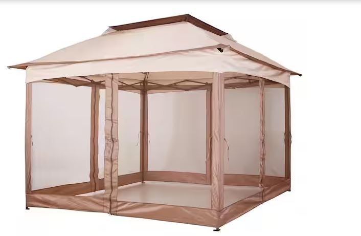 Photo 1 of 11 ft. x 11 ft. Outdoor 2-Tier Top Folding Portable Pop Up Gazebo with Removable Zippered Netting and Weather Protection
