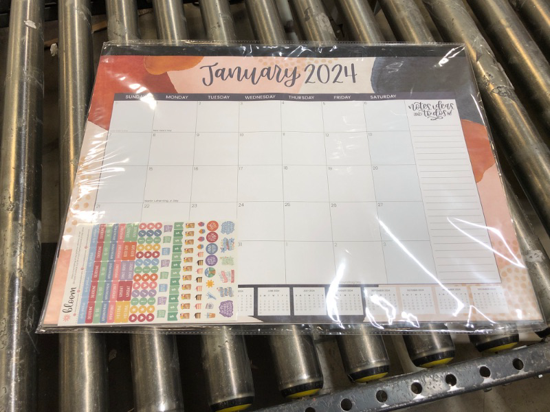 Photo 2 of bloom daily planners 2024 Desk Calendar - 21" x 16" Large Monthly Organizer Pad with Stickers (January 2024 - December 2024) Wall Hanging or Desktop Blotter - Seasonal