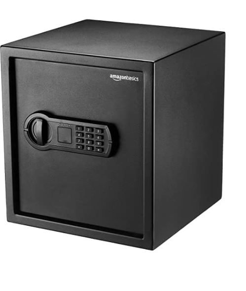 Photo 1 of Amazon Basics Steel Home Security Safe with Programmable Keypad - Valuables - 1.2 Cubic Feet, 13 x 13 x 14.2 Inches