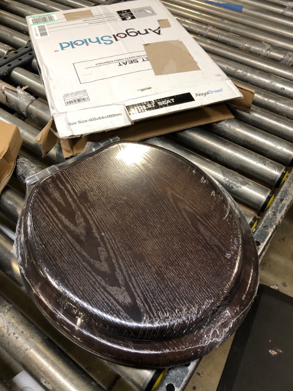 Photo 2 of Angel Shield Toilet Seat Round Wood with Slow Close,Easy Clean,Quick-Release Hinges (Round,Dark Walnut) Round-16.5" Dark Walnut