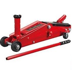 Photo 1 of Bundle of BIG RED T83006 Torin Hydraulic Trolley Service/Floor Jack with Extra Saddle, 3 Ton (6,000 lb) Capacity + BIG RED T43202 Torin Steel Jack Stands, 3 Ton (6,000 lb) Capacity, 2 Stands Red + Jack Stands
