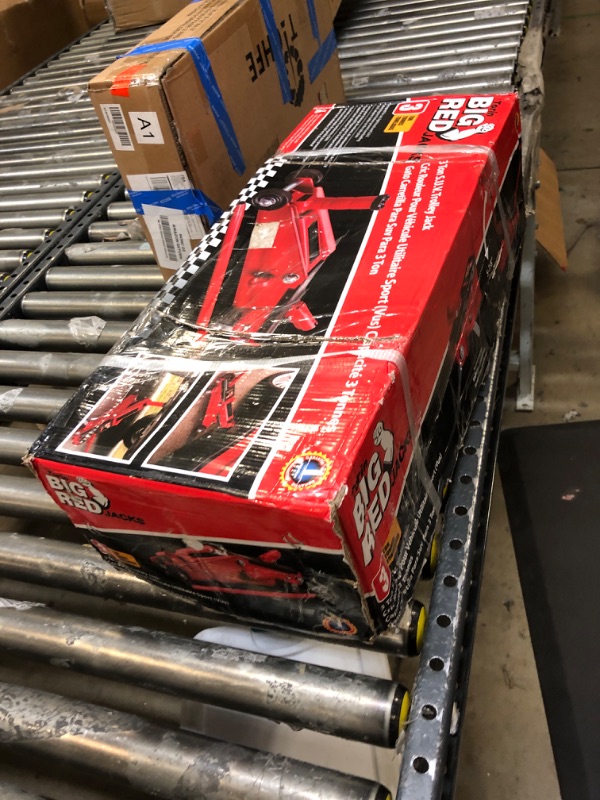 Photo 3 of Bundle of BIG RED T83006 Torin Hydraulic Trolley Service/Floor Jack with Extra Saddle, 3 Ton (6,000 lb) Capacity + BIG RED T43202 Torin Steel Jack Stands, 3 Ton (6,000 lb) Capacity, 2 Stands Red + Jack Stands