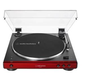 Photo 1 of Audio-Technica AT-LP60XBT-RD Fully Automatic Belt-Drive Stereo Turntable, Red/Black, Bluetooth, Hi-Fi, 2 Speed & AT6013a Dual-Action Anti-Static Record Cleaner Red Wireless Turntable + Record Cleaner