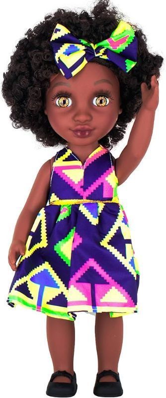 Photo 1 of Beem Jun 14 Inch Black Doll African American Doll Full Set Curly Hair Black Doll For Girls Age 3 & Up-Best Gift For Kids Girls (Fashion)
