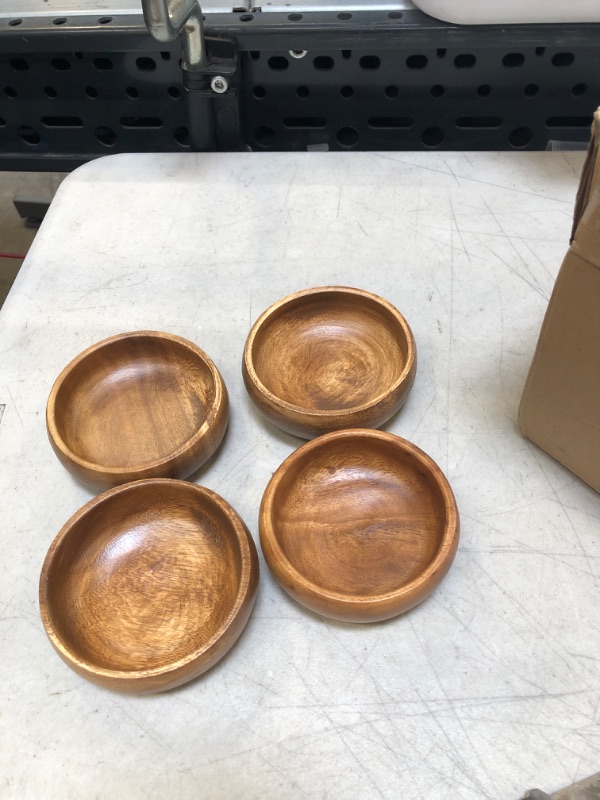 Photo 1 of 4 PC SMALL WOODEN BOWLS 
