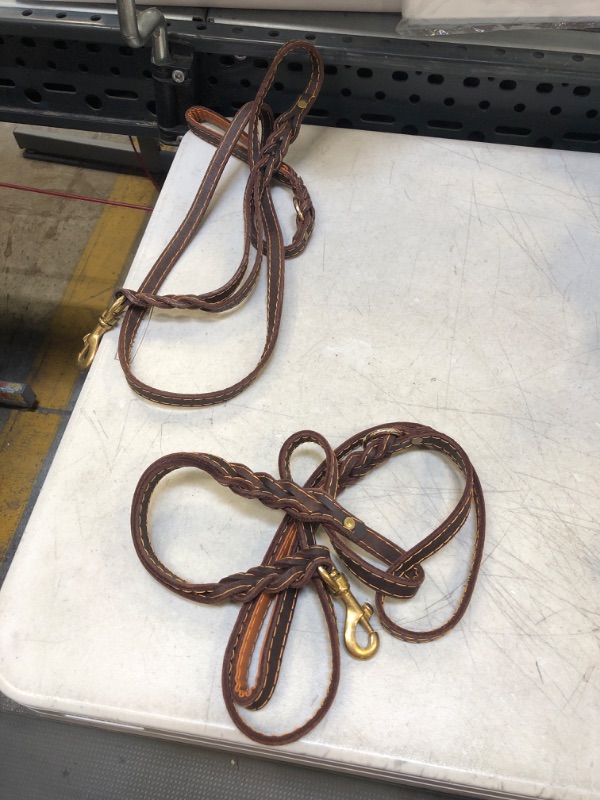 Photo 1 of 2 LC BROWN LEATHER DOG LEASHES 