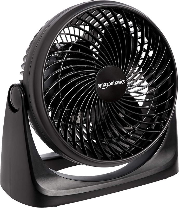 Photo 1 of Amazon Basics 3 Speed Small Room Air Circulator Fan, 7-Inch, Black 7-Inch Air Circulator Fan