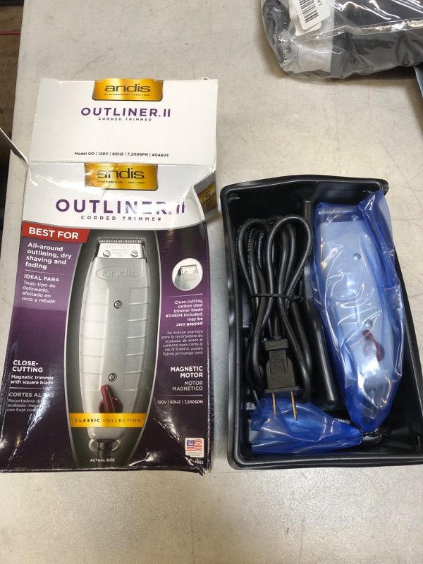 Photo 1 of Andis 04603 Professional Outliner ll Square Blade Beard Trimmer - Blade Zero Gapper, Carbon Steel Blade - Grey, Pack of 1 Outliner II
++DAMAGED BOX++