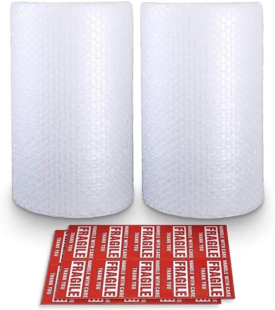 Photo 1 of 2 Rolls of Bubble Cushioning Wrap,12'' x 36 Feet Bubble Cushioning Roll,Bubble Wrap for Packing?10 Fragile Stickers Included - (Color: clear)
