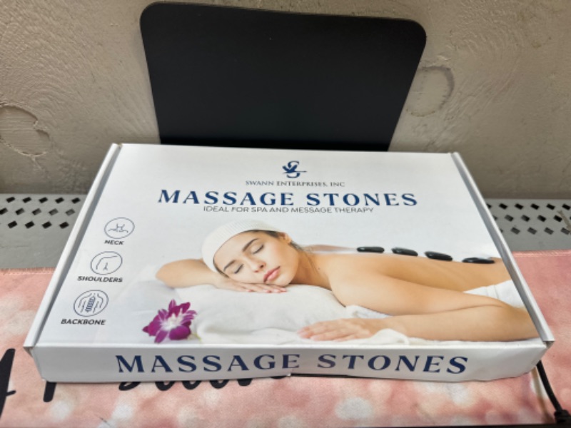 Photo 1 of 8 Large Massage Stones Set , Hot Therapeutic Rocks for Professional Or at Home Spa, Healing, Relaxing, Soothing Massaging Kit for Shoulder/Back Pain Relief (Black Rocks)
