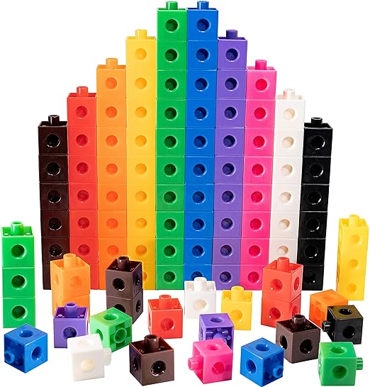 Photo 1 of  100 Piece Linking Cubes Set for Counting, Sorting, STEM, Connecting Blocks Math Links Manipulatives Educational Toy for Preschool, Kindergarten, Homeschool