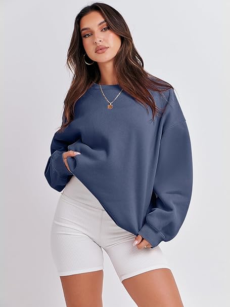 Photo 1 of ANRABESS Women's Long Sleeve Sweatshirt Casual Crewneck Loose Fit Pullover Hoodie Fleece Fall Tops   SIZE SMALL