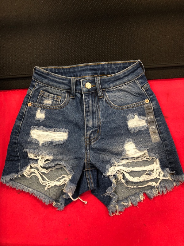 Photo 2 of  Women's Juniors Jean Shorts Frayed Raw Hem High Waisted Ripped Denim Shorts for Women  SIZE 0 