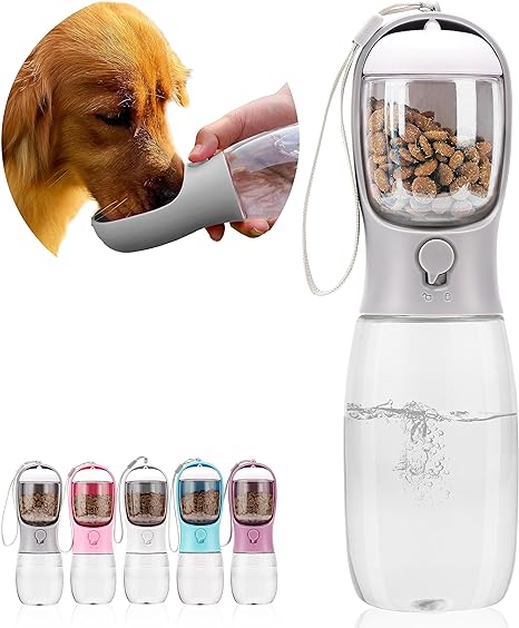 Photo 1 of AVELORA Dog Water Bottle,Portable Pet Water Bottle with Food Container,Outdoor Portable Water Dispenser for Cat,Puppy,Pets for Walking,Hiking,Travel,Puppy Essentials,Dog Stuff(19oz)