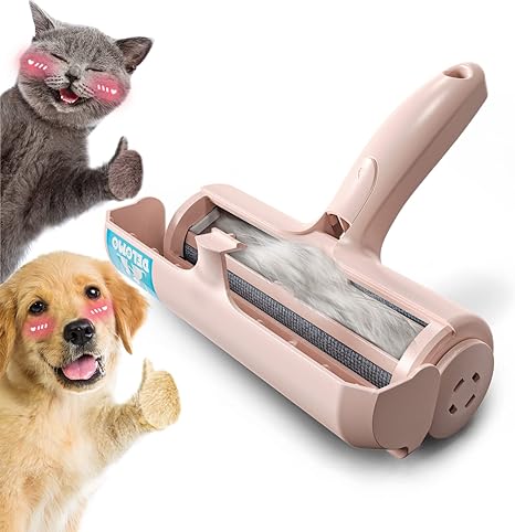 Photo 1 of  Pet Hair Remover Roller - Dog & Cat Fur Remover with Self-Cleaning Base - Efficient Animal Hair Removal Tool - Perfect for Furniture, Couch, Carpet, Car Seat, Pink