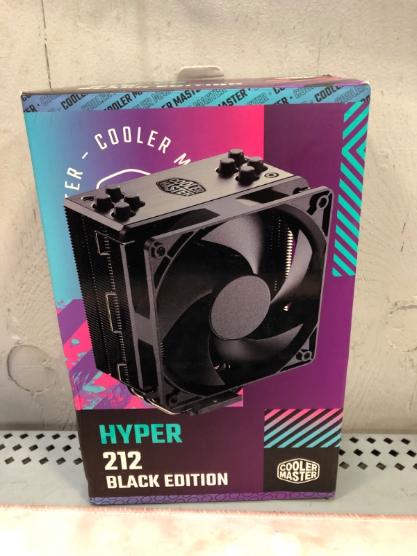 Photo 2 of Cooler Master Hyper 212 Black Edition CPU Air Cooler, Silencio FP120 Fan, Anodized Gun-Metal Black, Brushed Nickel Fins, 4 Copper Direct Contact Heat Pipes for AMD Ryzen/Intel LGA1700/1200/1151 Black Hyper 212 BE Cooler