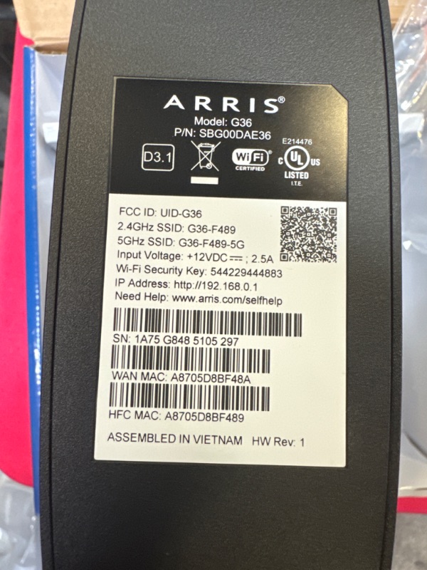 Photo 4 of ARRIS Surfboard G36 DOCSIS 3.1 Multi-Gigabit Cable Modem & AX3000 Wi-Fi Router | Comcast Xfinity, Cox, Spectrum| Four 2.5 Gbps Ports | 1.2 Gbps Max Internet Speeds | 4 OFDM Channels | 2 Year Warranty Cable Modem Router - DOCSIS 3.1 Gigabit