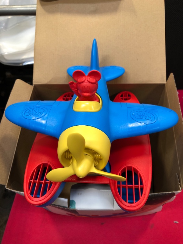 Photo 2 of Green Toys Disney Baby Exclusive Mickey Mouse Seaplane, Blue/Red - Pretend Play, Motor Skills, Kids Bath Toy Floating Vehicle. No BPA, phthalates, PVC. Dishwasher Safe, Recycled Plastic, Made in USA.