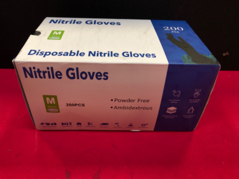 Photo 1 of   DISPOSABLE NITRILE GLOVES 200 PCS  SIZE MED 