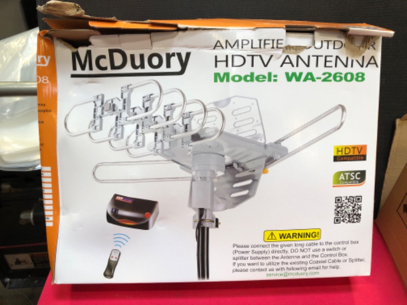 Photo 2 of McDuory Amplified Digital Outdoor HDTV Antenna 150 Miles Long Range - 360 Degree Rotation Infrared Control - Tools Free Installation - Support 2 TVs