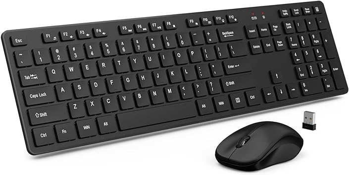 Photo 1 of Wireless Keyboard and Mouse Combo, Choiana 2.4G USB Quiet Cordless Mouse Keyboard Set Ergonomic Full Size with Number Pad & Long Battery Life, for Computer Laptop PC Windows Mac Chrome OS, Black