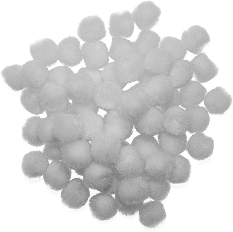 Photo 1 of 0.75 inch White Mini Craft Pom Poms 100 Pieces
