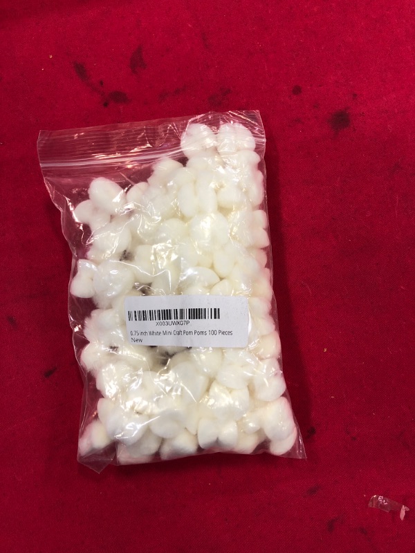 Photo 2 of 0.75 inch White Mini Craft Pom Poms 100 Pieces
