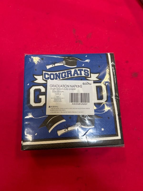 Photo 2 of Graduation Party Disposable Paper Napkins for College High School Graduation 3-Ply 50 Pack ?blue and black?