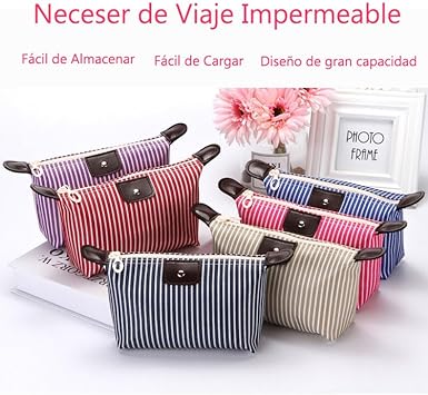 Photo 1 of  6 pcs  Cosmetic Bags, Waterproof Travel Toiletry Bag, Toiletry Bag for Women, Foldable Toiletry Bag, Suitable for Toiletries, Shaving and Cosmetics, Red striped rose, Makeup Bag Small Travel Makeup Bag Portable Cosmetic Bag for Women