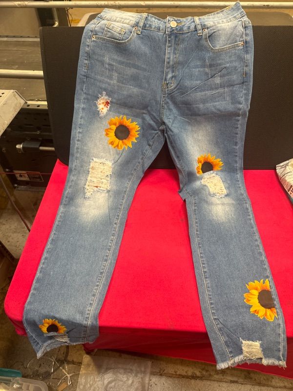 Photo 1 of  High Rise Ripped Jeans for Women Slim Fit Raw Hem Jeans Boyfriend Stretch Skinny Denim Jeans Pants small 