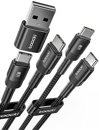 Photo 1 of toocki 60W USB C Charger Cable [6.6FT, 2-Pack], USBC to USBC Cable with Type-C to USB 2.0 Adapter, Compatible with iPad Pro, MacBook, Samsung S23 Ultra iPhone 15 Pro Max (Black)