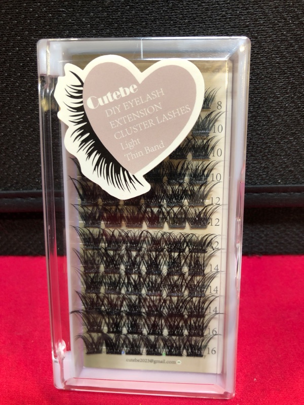 Photo 2 of Cutebe Lash Clusters 72 Pcs Individual Lashes D Curl Mix 8-16mm Cluster Lashes Natural Look False Eyelashes Super Thin Band Reusable Soft DIY Lash Extension at Home (D-8-16 MIX, D 01)