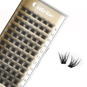 Photo 1 of Cutebe Lash Clusters 72 Pcs Individual Lashes D Curl Mix 8-16mm Cluster Lashes Natural Look False Eyelashes Super Thin Band Reusable Soft DIY Lash Extension at Home (D-8-16 MIX, D 01)