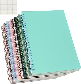 Photo 1 of Yansanido Spiral Notebook, 6 Pcs A5 Thick Plastic Hardcover Graph Paper 6 Color 80 Sheets -160 Pages Journals for Study and Notes (6 colors, A5 5.7" x 8.3"-Grid)