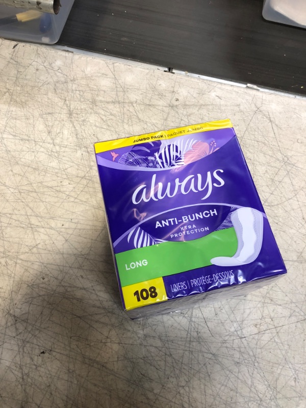 Photo 2 of Always Anti-Bunch Xtra Protection Daily Liners Long Unscented, Anti Bunch Helps You Feel Comfortable, 108 Count Long (108ct)