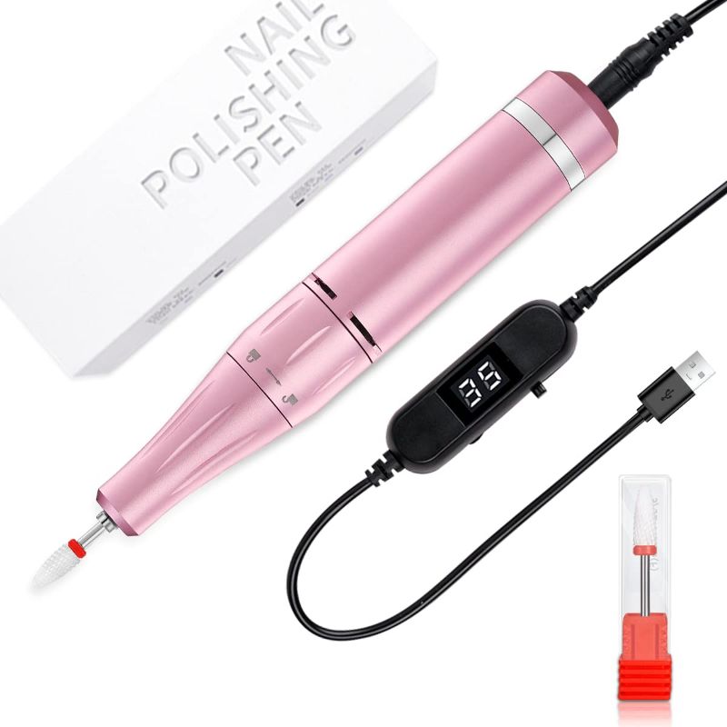 Photo 1 of 35000RPM Nail Drill Portable USB Electric Manicure Machine for Acrylic Nails Professional Salon Pink (FACTORY SEALED)
