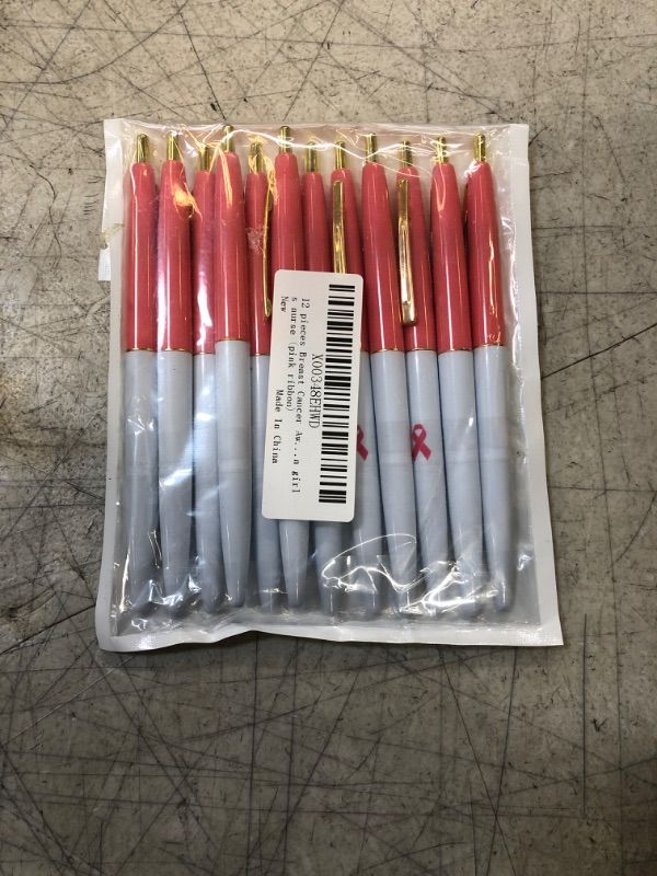 Photo 1 of DLUGOPIS 12 pieces Breast Cancer Awareness pens Retro Pens Pink Ribbon Retractable Gel Roller Ball Pen for women girls nurse (pink ribbon)
